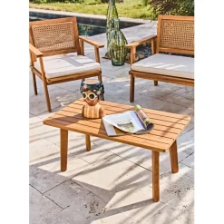 Fabrique de Styles Salon de jardin 4 pièces en acacia naturel et beige - Condao*Enfant Salons De Jardin|Jardin