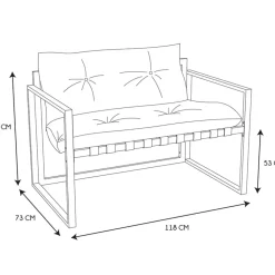 Fabrique de Styles Salon de jardin 4 places en fer avec coussins blanc - Cagliari*Enfant Salons De Jardin|Jardin