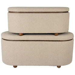 Fabrique de Styles Set de 2 bancs coffre en tissu et pin - Alpinia* Bancs Et Banquettes