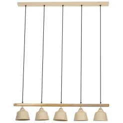 Fabrique de Styles Suspension 5 lampes en fer et manguier L114cm - Ferese* Suspensions