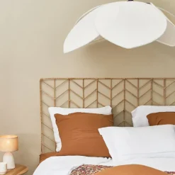 Fabrique de Styles Suspension en tissu et frêne d110x39cm écru - Bouclette* Suspensions