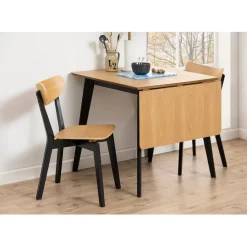 Fabrique de Styles Table à manger avec rallonge en plaqué chêne 120x80cm - Roxy* Table De Salle À Manger