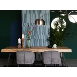 Fabrique de Styles Table à manger en teck massif et pieds métal 200x90cm - Suri* Table De Salle À Manger