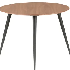 Fabrique de Styles Table à manger ronde en noyer et pieds hêtre noir d100cm - Caly* Table De Salle À Manger