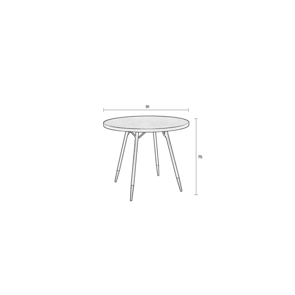 Fabrique de Styles Table à manger ronde en noyer plaqué et métal doré d91cm - Denise* Table De Salle À Manger