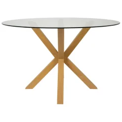 Fabrique de Styles Table à manger ronde en verre trempé et métal d119cm - Adela* Table De Salle À Manger