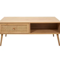 Fabrique de Styles Table basse avec tiroir en bois et cannage L110cm - Baia* Table Basses