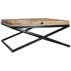 Fabrique de Styles Table basse carrée avec plateaux en manguier et fer noir L120cm - Noe* Table Basses