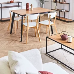 Fabrique de Styles Table basse en plaqué chêne et métal noir L100cm - Senzo* Table Basses