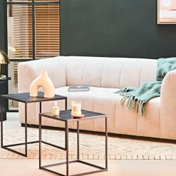 Fabrique de Styles Table basse gigogne carrée (lot de 2) en aluminium et fer - Felia* Table Basses