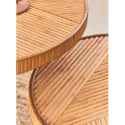 Fabrique de Styles Table basse (lot de 2) en bambou, rotin et pieds en fer noir - Saori* Table Basses