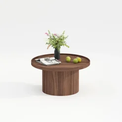 Fabrique de Styles Table basse ronde en bois de châtaignier d80xH35cm - Plasma* Table Basses