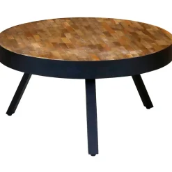 Fabrique de Styles Table basse ronde en teck recyclé et métal d76cm - Wally* Table Basses