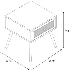 Fabrique de Styles Table de chevet en bois et cannage 1 tiroir - Baia* Tables De Chevet