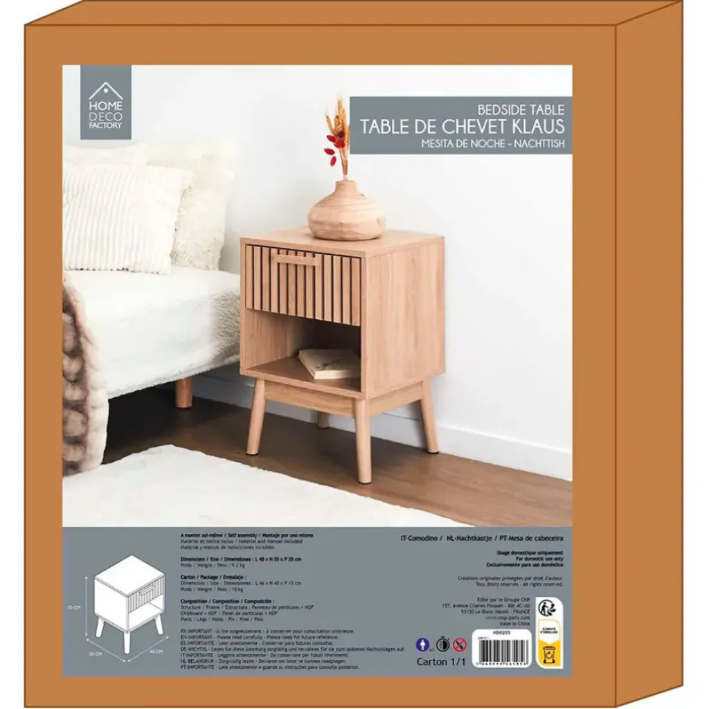 Fabrique de Styles Table de chevet en pin naturel 1 tiroir - Kara* Tables De Chevet