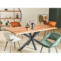 Fabrique de Styles Table de repas en acacia et pieds en fer noir 180x90cm - Brooklyn* Table De Salle À Manger