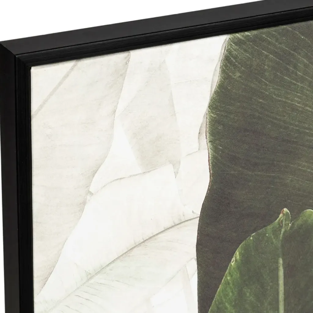 Fabrique de Styles Tableau en toile encadré feuilles 52x72cm - Gallery* Tableaux Et Toiles