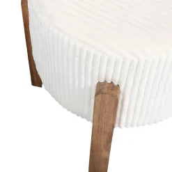 Fabrique de Styles Tabouret en tissu côtelé beige et bois d'acacia - Scarlett* Poufs Et Tabourets