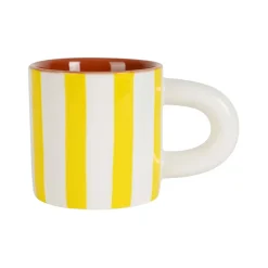 Fabrique de Styles Tasse à café en grès rayée jaune et blanc 17cl - Alaria* Tasses Et Mugs