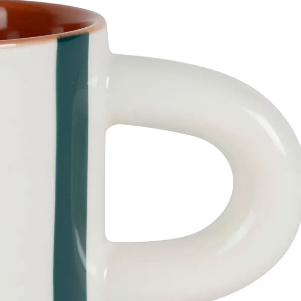 Fabrique de Styles Tasse à café en grès rayée émeraude et blanc 17cl - Alaria* Tasses Et Mugs