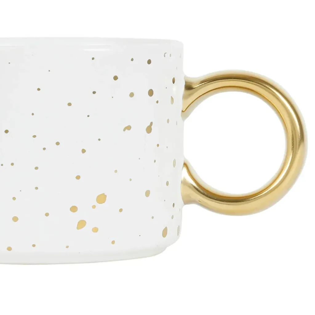 Fabrique de Styles Tasse à thé en grès blanc mat et doré 30cl - Astre* Tasses Et Mugs