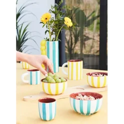 Fabrique de Styles Tasse en grès rayée et blanc 10cl - Alaria* Tasses Et Mugs