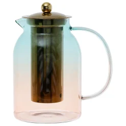 Fabrique de Styles Théière en verre borosilicate émeraude et corail 1.5l - Funny* Théières Et Cafetières