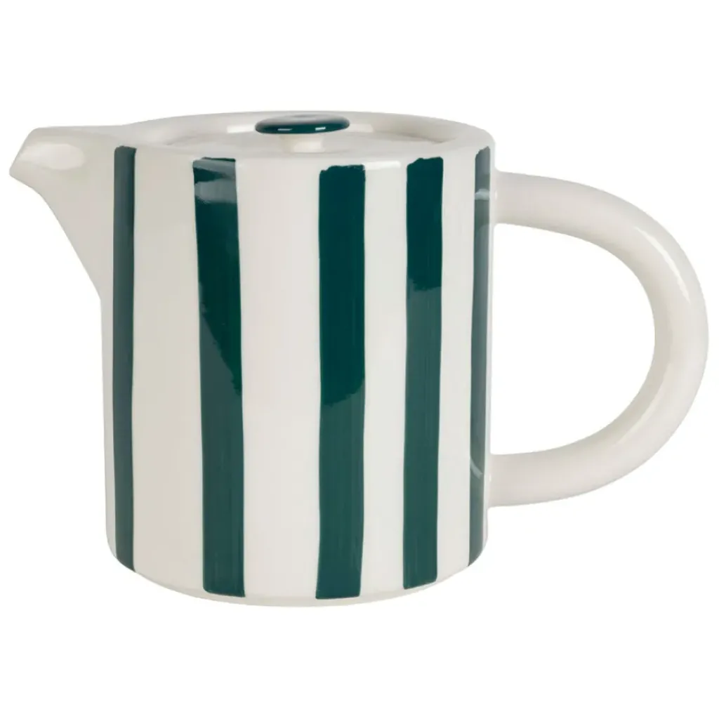Fabrique de Styles Théière rayée en grès émeraude et blanc avec filtre 1l - Alaria* Théières Et Cafetières
