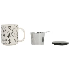 Fabrique de Styles Tisanière visage en grès avec filtre 45cl -terre brulée* Tasses Et Mugs