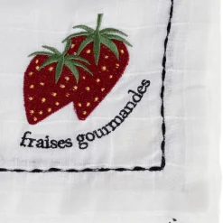 Fabrique de Styles Torchon en coton blanc avec fraises 70x50cm - A La Ferme* Torchons, Tabliers Et Maniques