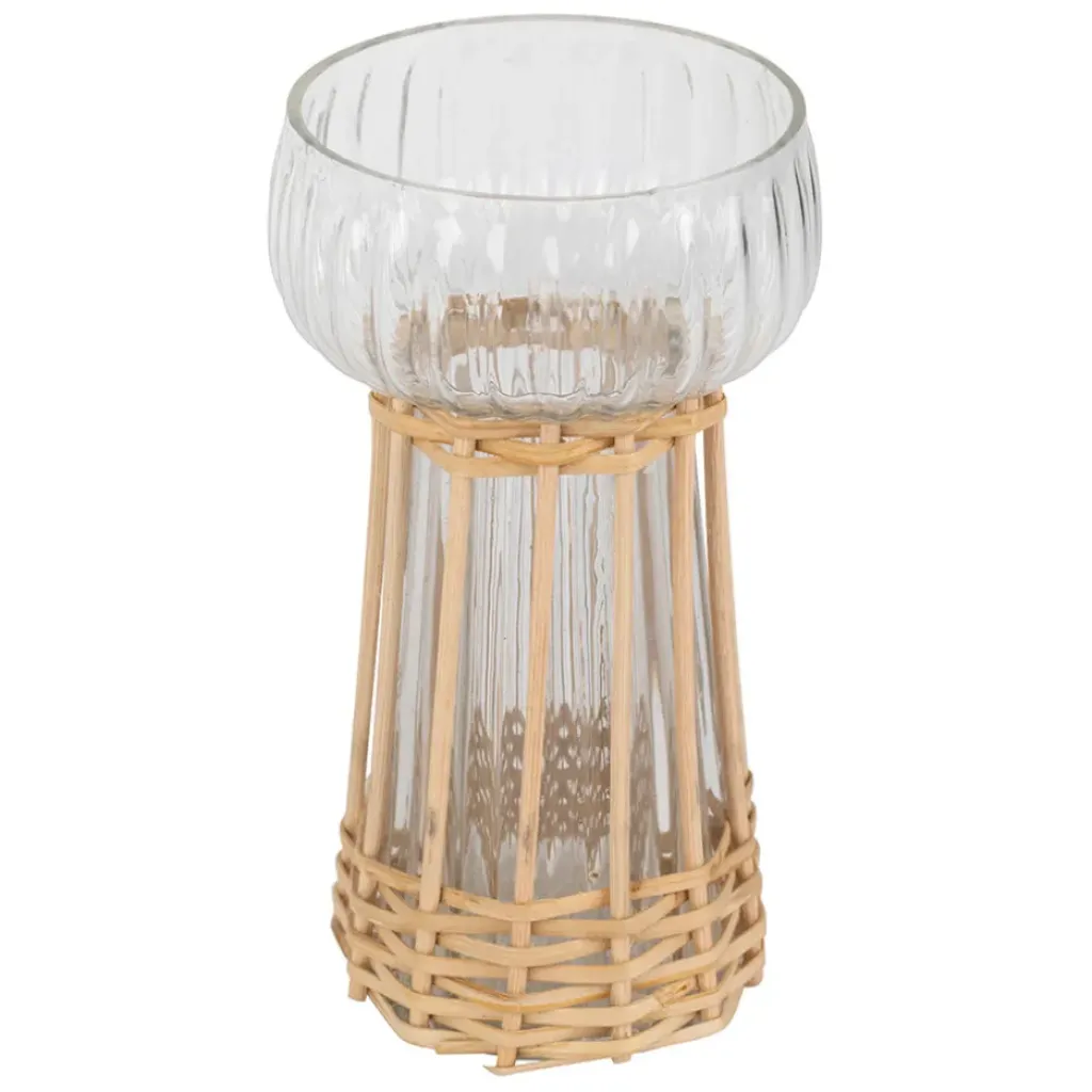 Fabrique de Styles Vase en verre et bambou h15cm - Vanier* Vases Et Soliflores