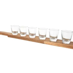 Fabrique de Styles Verre shooter par 6 avec support acacia 42x6cm* Verres À Alcool